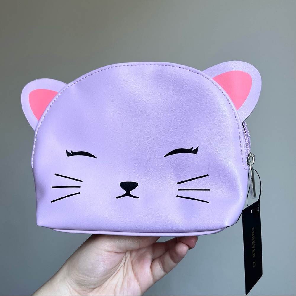 Forever 21 Purple Kitten Cosmetic Bag